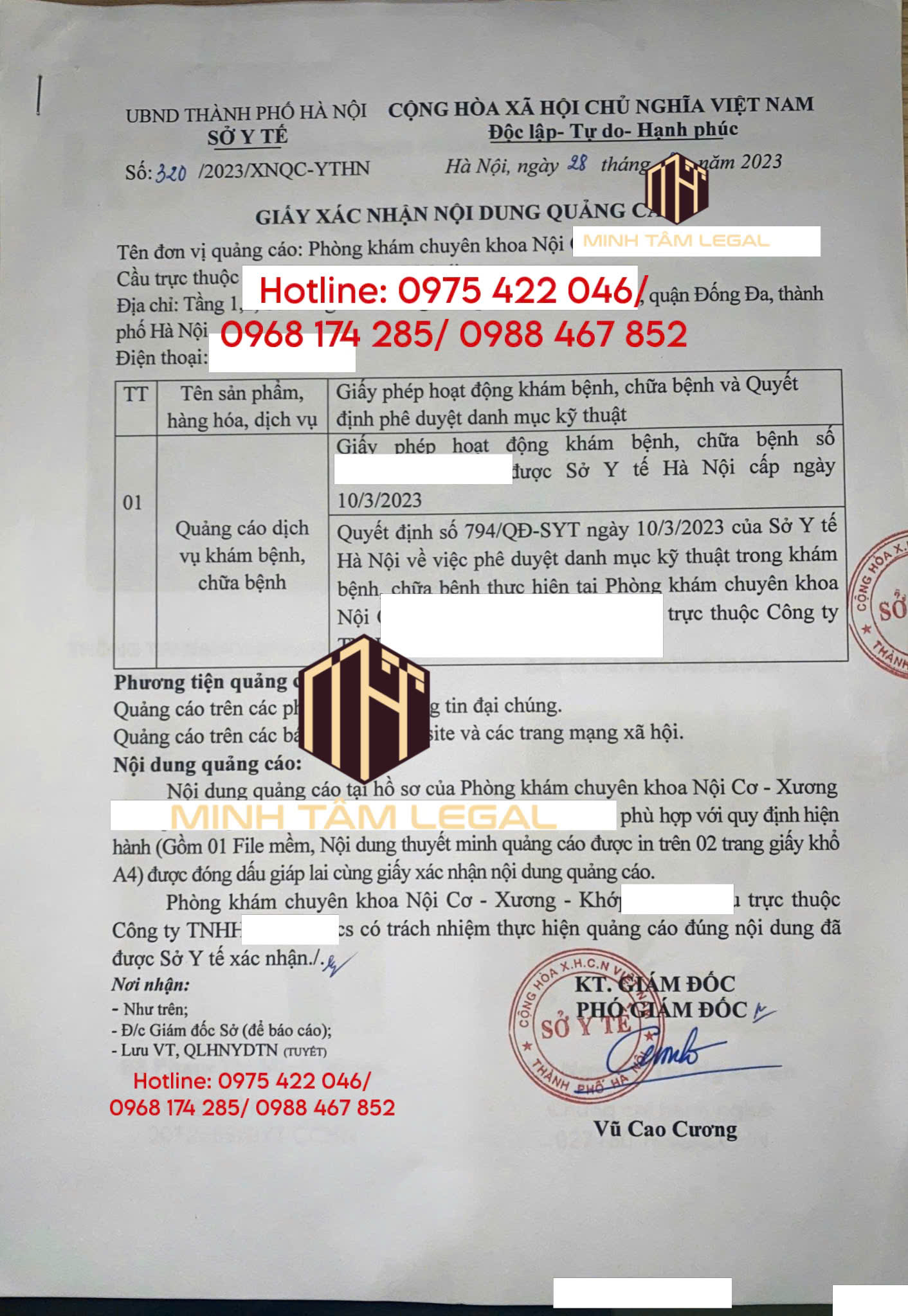 xin giấy phép quảng cáo phòng khám