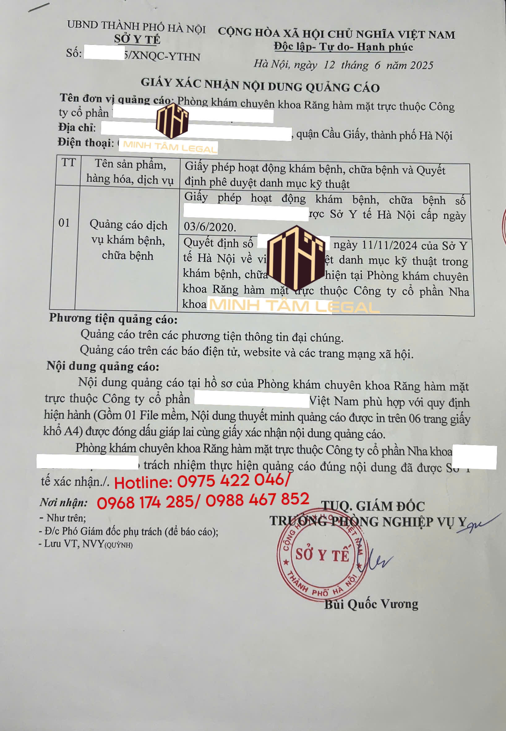 xin giấy phép quảng cáo phòng khám